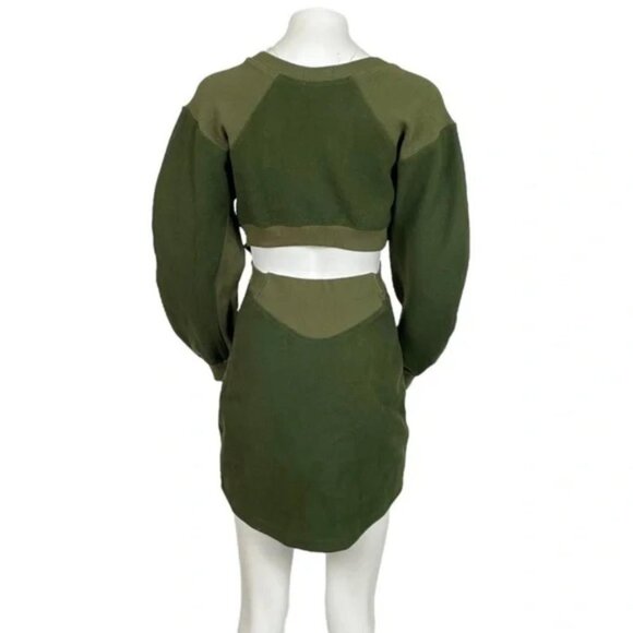 Cutout Sweatshirt Dress Olive Green - Picture 3 of 3